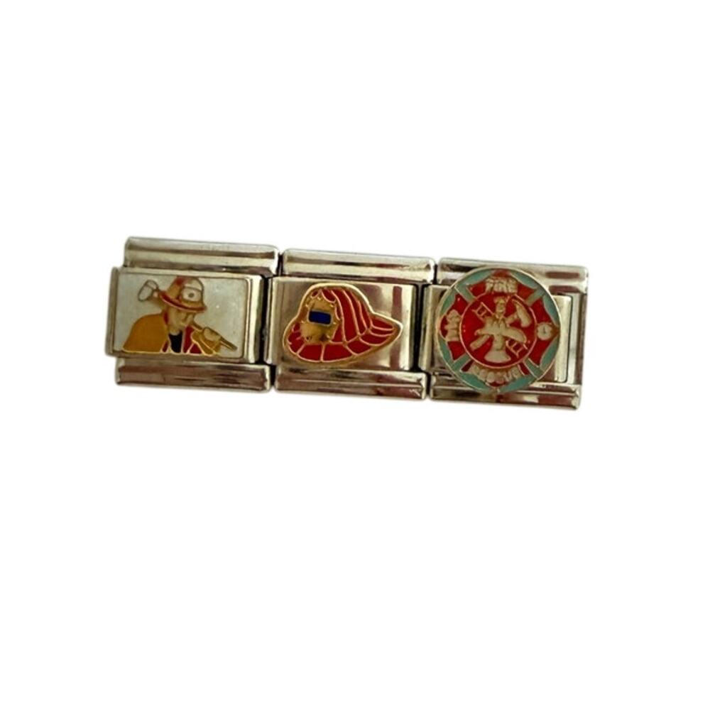 Firemen Helmet Firefighter 9mm Silver Stainless Steel Italian Charm Y2K NEW